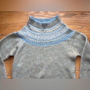 VTG Koret Women’s Sweater L Grn Blue Pastel Fair Isle Nordic  Fuzzy Soft Cottage